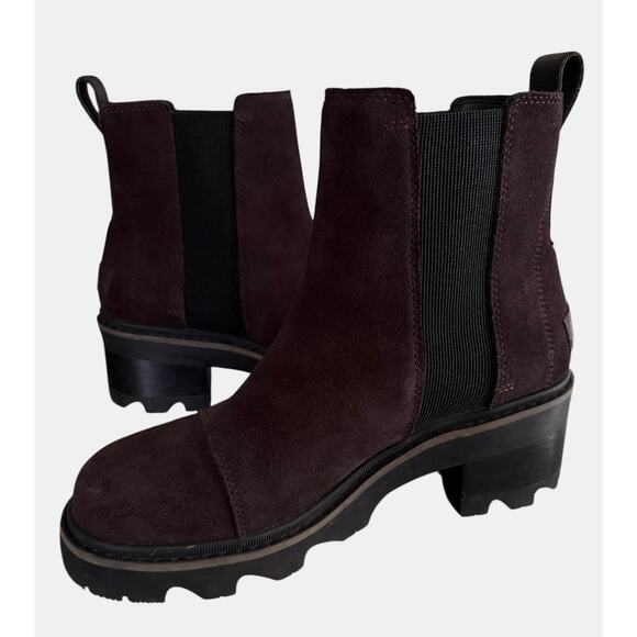 Sorel Joan Now Chelsea Boots 8.5 Brown Suede Lug Sole Platform Ankle Boot - Picture 5 of 7